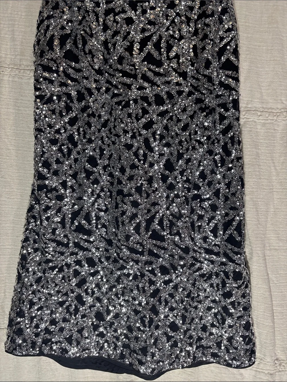 ALI & JAY Silver Sequin Black Mesh Mini Dress Size Large EUC NYE Vegas Party - Picture 7 of 13